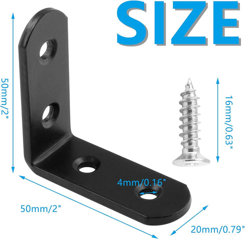 8Pcs 2 2 Inch 90 Bonsicoky L Bracket Right Angle Corner Brace, Stainless Steel x Joint Right Angle, Black Degree Shelf
