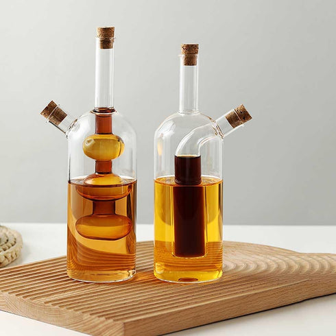 ARGENTFLUX 2 1 40+350ML Oil And Vinegar Dispenser, Oil and Vinegar Dispenser Glass, in Glass Oil and Vinegar Dispenser