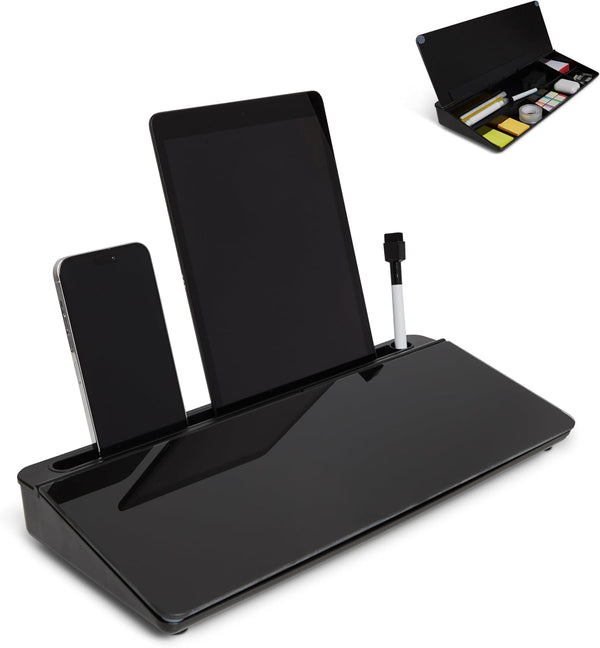 Garood Desktop Dry Erase Board with Storage, Black Keyboard Whiteboard, Desk Organizer, Phone Tablet Holder, 15.8 x 7 x