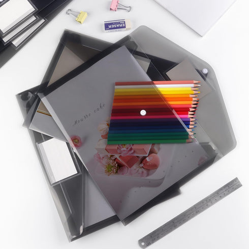 Tamaki 6 Pack Clear Plastic Envelopes, Poly Document Folders for Home, Work, Office Organization, Letter/A4 Size (Dark