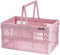 Pink crates for storage,plastic baskets for organizing,14.96" x9.84"x 7.87" collapsible shopping basket,20L
