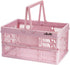 Pink crates for storage,plastic baskets for organizing,14.96" x9.84"x 7.87" collapsible shopping basket,20L