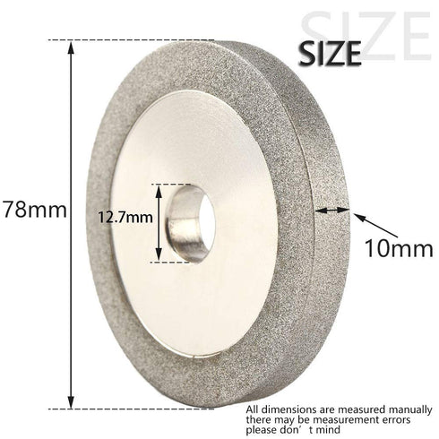 3''x 1/2''x 2/5'' Flat Diamond Grinding Wheel Grit 150 Grinding Hard Alloy Cutter, Glass, Tiles, Tungsten Sharpener and Ceramics for Grinder Cutter Tool,78x12.7x10mm