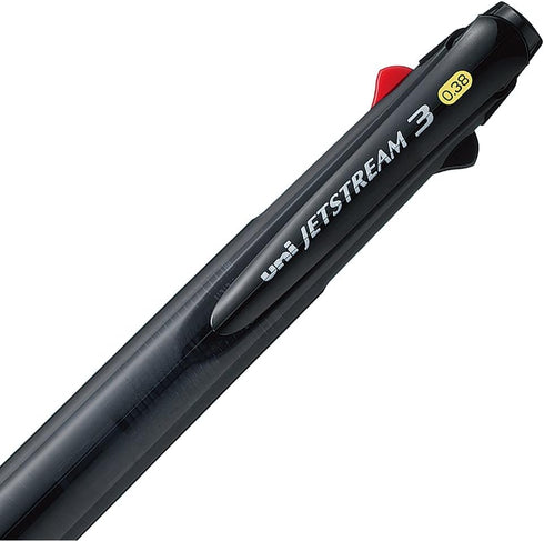 Uni Ballpoint Pen Jetstream 0.38mm, 3 Color Black, Red, Blue Ink, Transparent Black (SXE340038T.24)