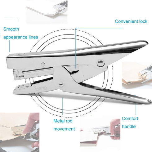 ONDY Heavy Duty Plier Stapler, Hand Held 20-Sheet Stapler with 1000 Staples and Staple Remover Tool, Silver