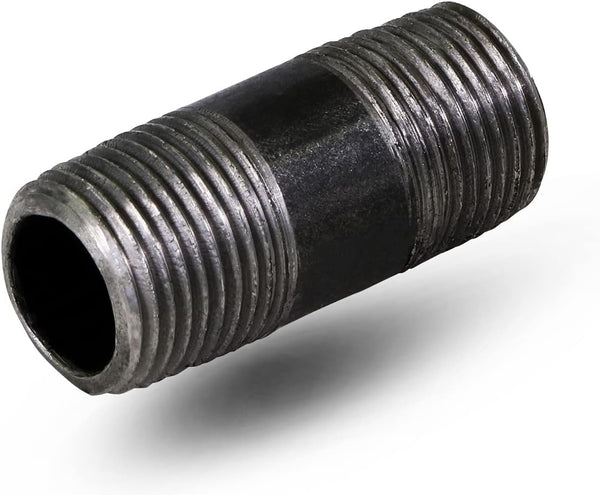 1/2 x 1.5 Inch Black Steel Pipe (10-Pack) - Heavy Duty Industrial Malleable Iron Pipes for DIY Furniture