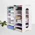 SONGWAY Desktop Mail Sorter Organizer - Small File Organizer with 12 Slots for Desk Bills and Ink Pad Storage