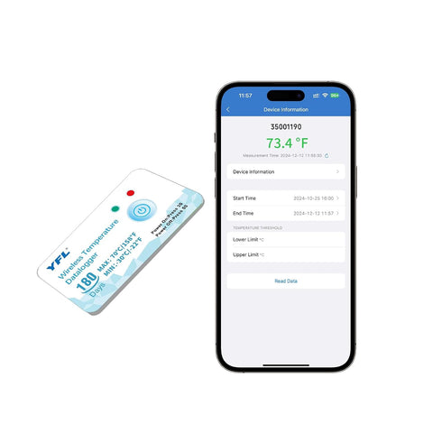 YFL Wireless Temperature Data Logger Reusable Temperature Sensor USB-Free Thermometer Recorder High Accuracy