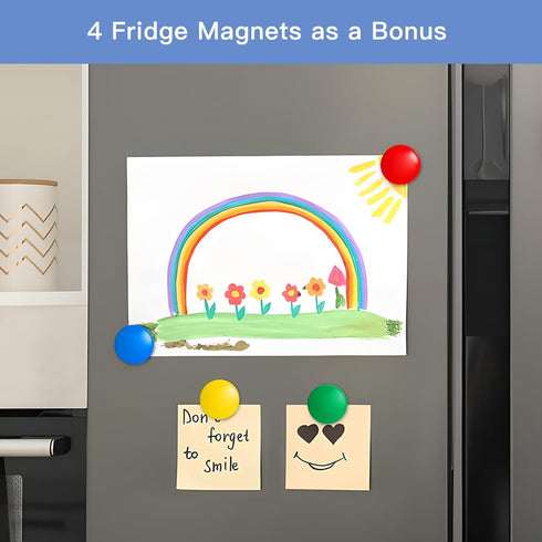 Magnetic Fridge Whiteboard Set: Dry Erase White Board (12X8"), Bonus Magnets, Markers & Erasers