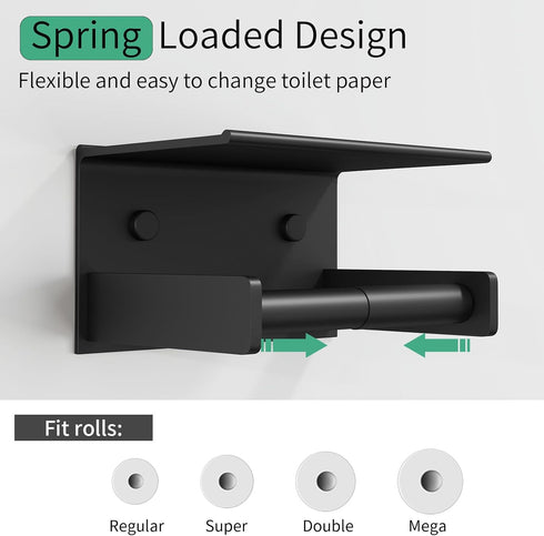 Toilet Paper Holder with Shelf, Adhesive or Screw Wall Mount Paper Towel Holder,Stainless Steel Tissue Holder