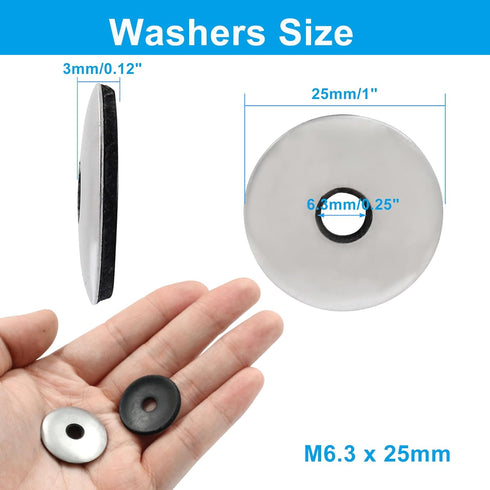 120 Pcs 1/4'' x 1" Neoprene Washers, Stainless Steel Neoprene EPDM Bonded Sealing Washers Rubber Washers Gasket Assortment Kit for Screws(M6.3 x 25mm)