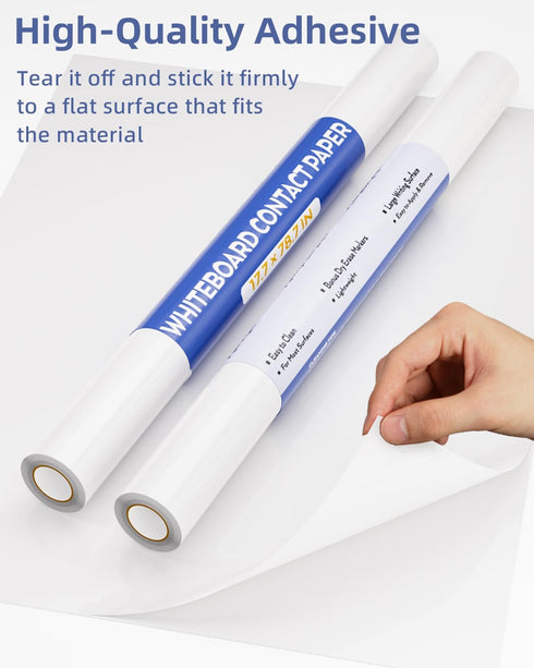 Nicpro 2 Pack Dry Erase Whiteboard Sticker Wall Decal, 17.7" X 78.7"(6.5 ft) Self-Adhesive White Board Peel Stick Paper