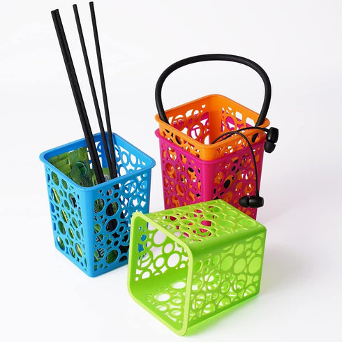 IELEK Pencil Holder Pen Cups, Colorful Square Classroom Storage Organizer for Desk, Pack of 12