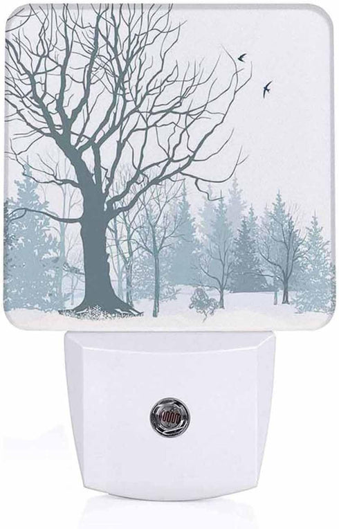 Jahiona LED Night Light Lamp with Smart Sensor Dusk to Dawn Sensor,Snowy Forest