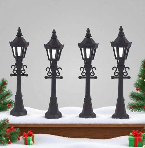 BILIJIN (4) Crown-Shaped Mini Street Lamp, Decorative Table Lamp, Mini Landscape for Christmas Decoration Micro