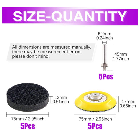 Swpeet 10Pcs 3 Inch Sanding Discs Pad Kit, Including 5Pcs 1/4" Shank Drill Attachment Backing Pads and 5Pcs Soft Foam