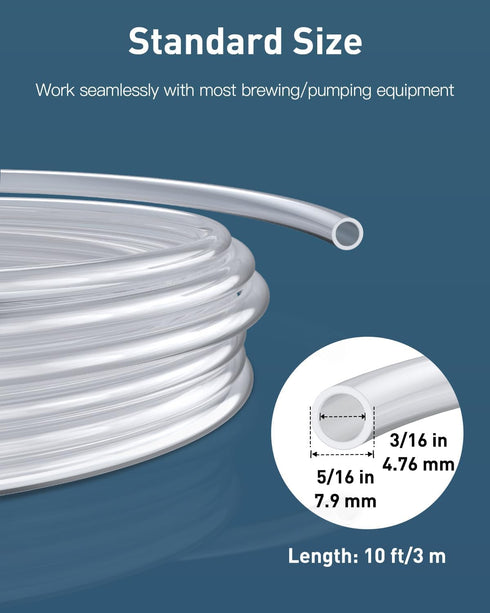 10 3/16" 5/16" Pawfly ft Food Grade Silicone Tubing, ID x OD, High Temp Pure Silicone Hose for Home Brewing Winemaking