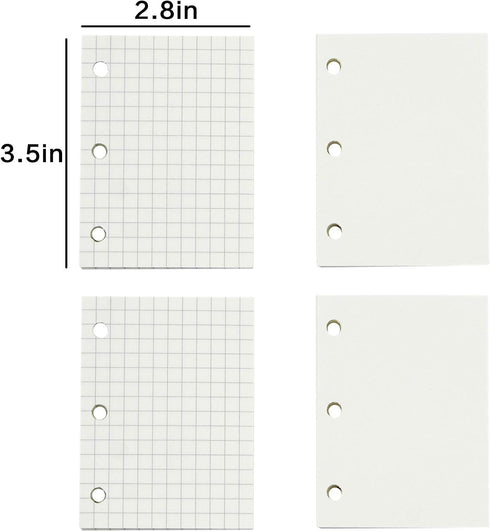 Mini Planner Inserts: 3-Ring Binder/Planner Filler Paper, Spiral Notebook Refill, Line Blank Paper for Filofax - 4 Pack