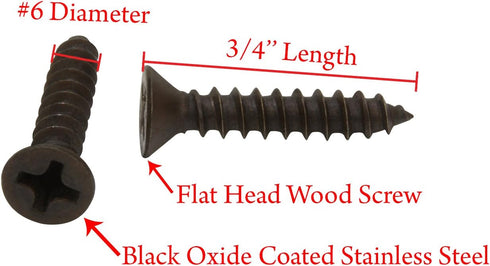 Bolt Dropper 6 X 3/4'' Black Oxide Coated Stainless Steel Flat Head Phillips Wood Screws (100 Pack)