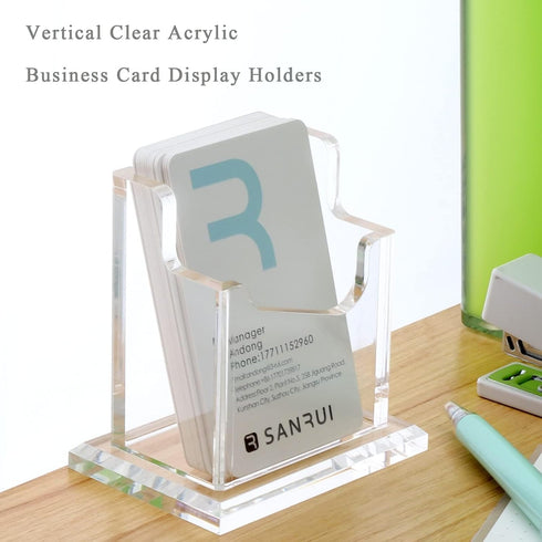 Desk-1 1 YUXUN Acrylic Business Card Holder Slot Tier, Vertical Business Card Holder for Women Men, Business Card