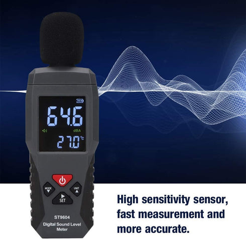 Sound Level Meter, Digital Noise Tester ST9604 for Audio Noise Measurement 30-130dB High Sensitivity