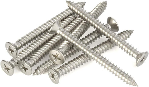 #4 x 3/4" Flat Head Sheet Metal Screws, Self Tapping, Stainless Steel 18-8 (304), 200 PCS