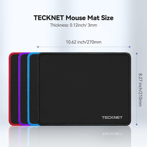 TECKNET Mouse Pad - 270 x 210 x 3 mm, Waterproof Surface & Non-Slip Rubber Base for Gaming Mouse
