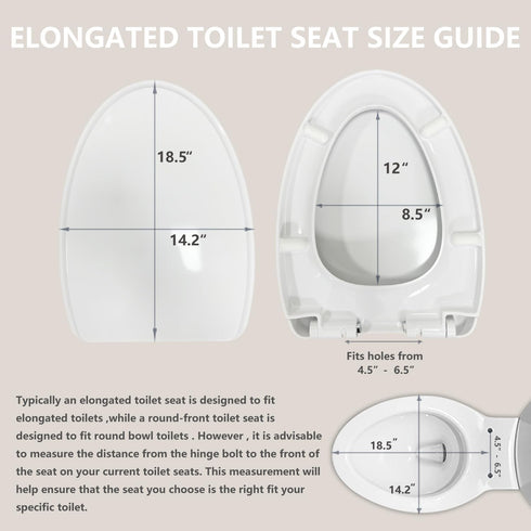 Mokukii 18.5), Premium Heavy-Duty Elongated (Oval) Toilet Seat (Oblong Soft Close & Silent, Metal Hinges, Quick-Attach