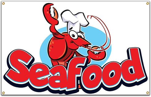 Seafood 60" Banner Concession Stand Food Truck Single Sided