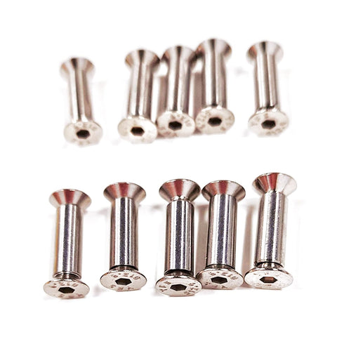 10PCS Knife Handle Bolt Rivets Scale Screw Fastener Nut Flat Hex Head Silver