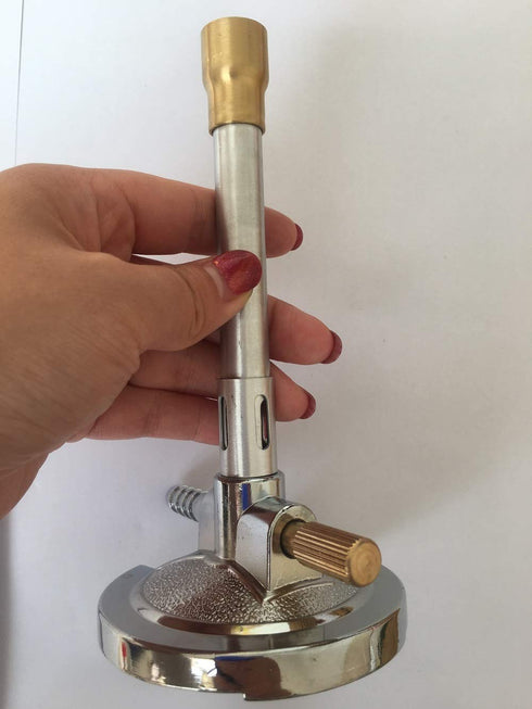 Lab Bunsen Burner with Air & Gas Adjustment, Flame Stabilizer for Natural Gas & Propane