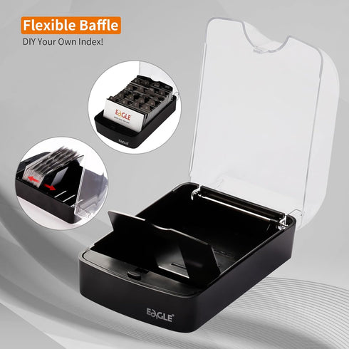 Eagle Business Card Box, Push-Button Storage for up to 350 Cards