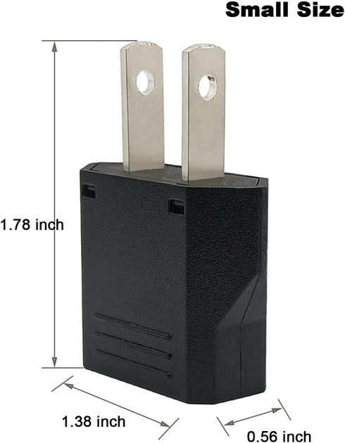 US Plug Adapter, Small European to US Plug Adapter, Black, EU to US Travel Power Plug Adapter (2-Pack)