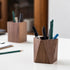 Black Walnut Wooden Pencil Box, Multiple-Use Desk Writing Stationary Organizer Wood Pen Holder Cups Office School Supplies Storage (Prismatic Shape) by Soseelnee