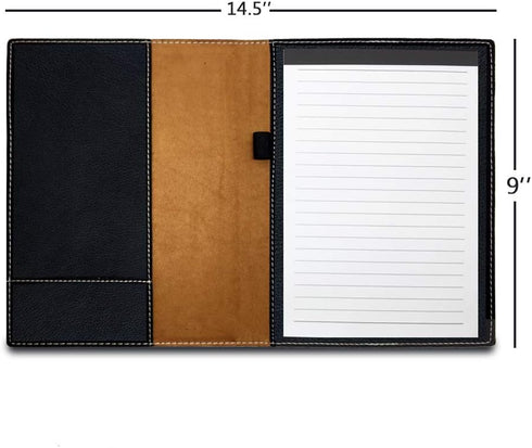 LaserGram 7" 9" Small X Portfolio Notepad, Bullfighter, Personalized Engraving Included (Black with Silver)