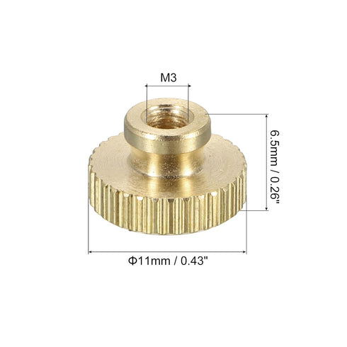 uxcell Knurled Thumb Nuts, 6Pcs M3 x D11mm x H6.5mm Brass High Head Round Knobs for 3D Printer Parts