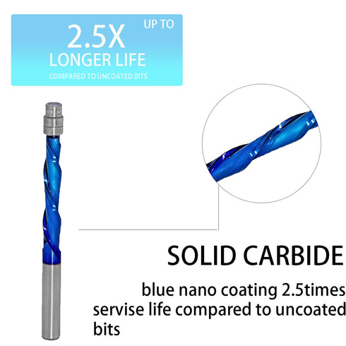 1/4 Inch 1/4 Inch Trimming DFB431 Downcut Spiral Flush Trim Router Bit Solid Carbide Shank Cutting Diameter with NACO
