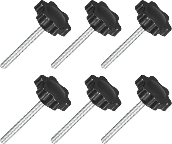 uxcell 6Pcs M4 x 40mm Star Knobs, Plastic Hex Shaped Clamping Knob for Umbrella Base Replacement
