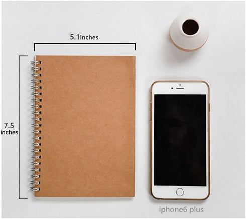 Soft Cover Spiral Notebook Journal, Coofficer Blank Sketch Book Pad, 100 Pages, 7.5 "x 5.1" (Brown)