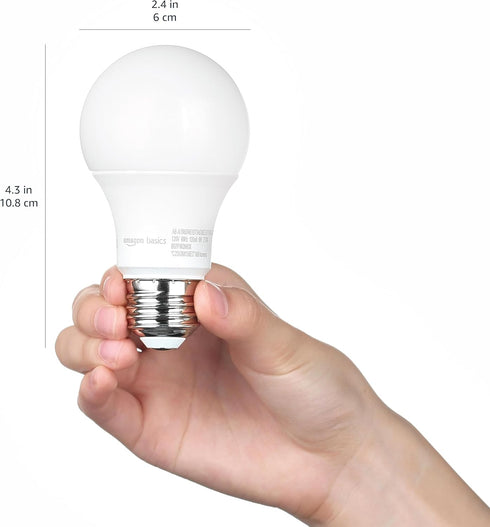 A19 Bulb, 60W 9W E26 2700K, Non-Dimmable, 10,000 2-Pack Amazon Basics Dusk to Dawn Sensor LED Light Equivalent, Energy
