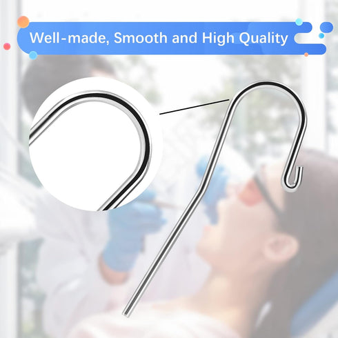 10Pcs Dental Lip Hooks, Stainless Steel Tester Endo Instrument Tools for Dental Clinic, Lab Equipment - 2 mm