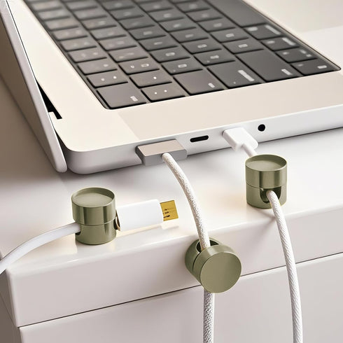 Waziaqoc 4Pcs 2-In-1 Charger Holders for Cords, Gun Metal Cord Anchors Holde, Adhesive Cord Clips, Cable Management