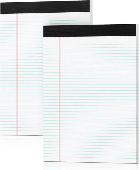Legal Pads 8.5 x 11 White Note Pads, 2 Pack Double-Sided Printing & Perforated College Ruled Sheets