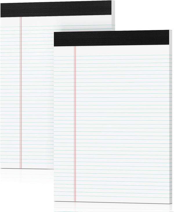 Legal Pads 8.5 x 11 White Note Pads, 2 Pack Double-Sided Printing & Perforated College Ruled Sheets