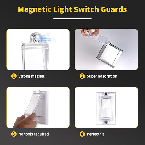 Magnetic Light Switch Guard Cover, PSZEZNZ Light Switch Outlet Covers for Flat Modern Wall Switches, Child Safety