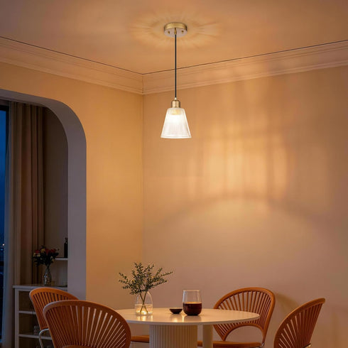 Mildear 5.8mm 1 Pack Pendant Light Kitchen Island, Modern Pendant Light Fixture with Thick Glass Shade, Adjustable Gold