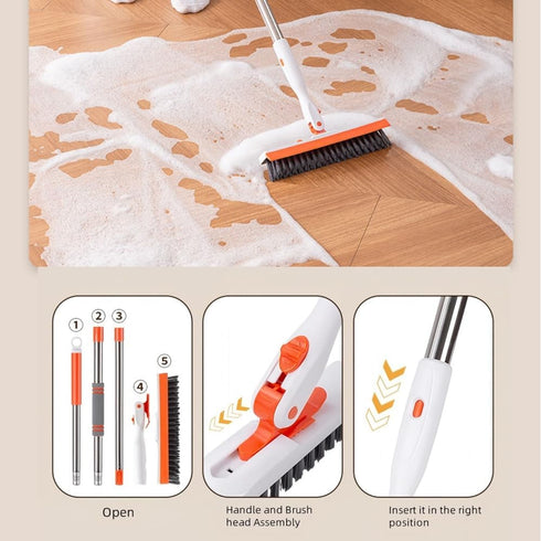 SZLFKJ 2 1 Grout Cleaning Brush with Adjustable Long Handle, V-Shaped Grout Scrub Brush for Tile Floors, in Stiff