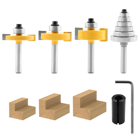 Frandilo 1/4 Inch Set, 3 6 Set (1/16", 1/8", 3/16", 1/4", 5/16", 3/8" 1/4" 1/2" Shank Rabbet Router Bit PCS Rabbeting