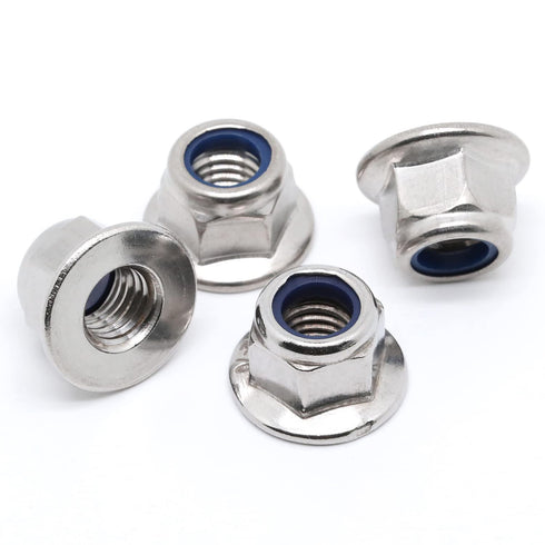 MewuDecor M4-0.7 Flange Nylon Insert Lock Nuts, Flanged Locknuts, DIN 6926, Stainless Steel 18-8 (304), 25 PCS