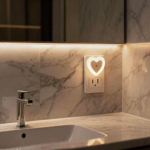 in(4-Pack), 0.5W LED Night Lights Plug Dusk to Dawn Sensor Auto-On/Off, Heart Shaped Nightlight for Bedroom, Bathroom
